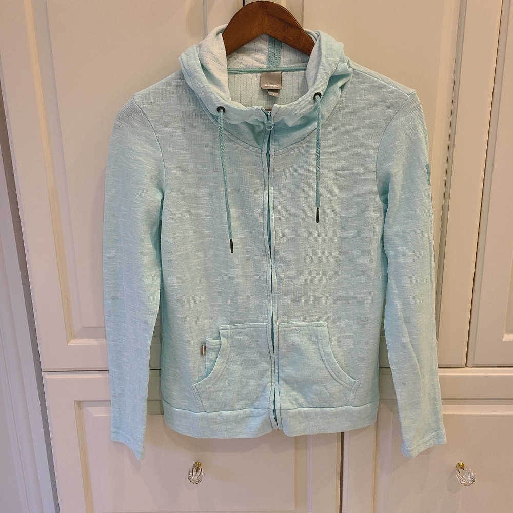 Bench Womens Lightweight Cowl Neck Full Zip  Hoodie Teal Small Comfort Casual